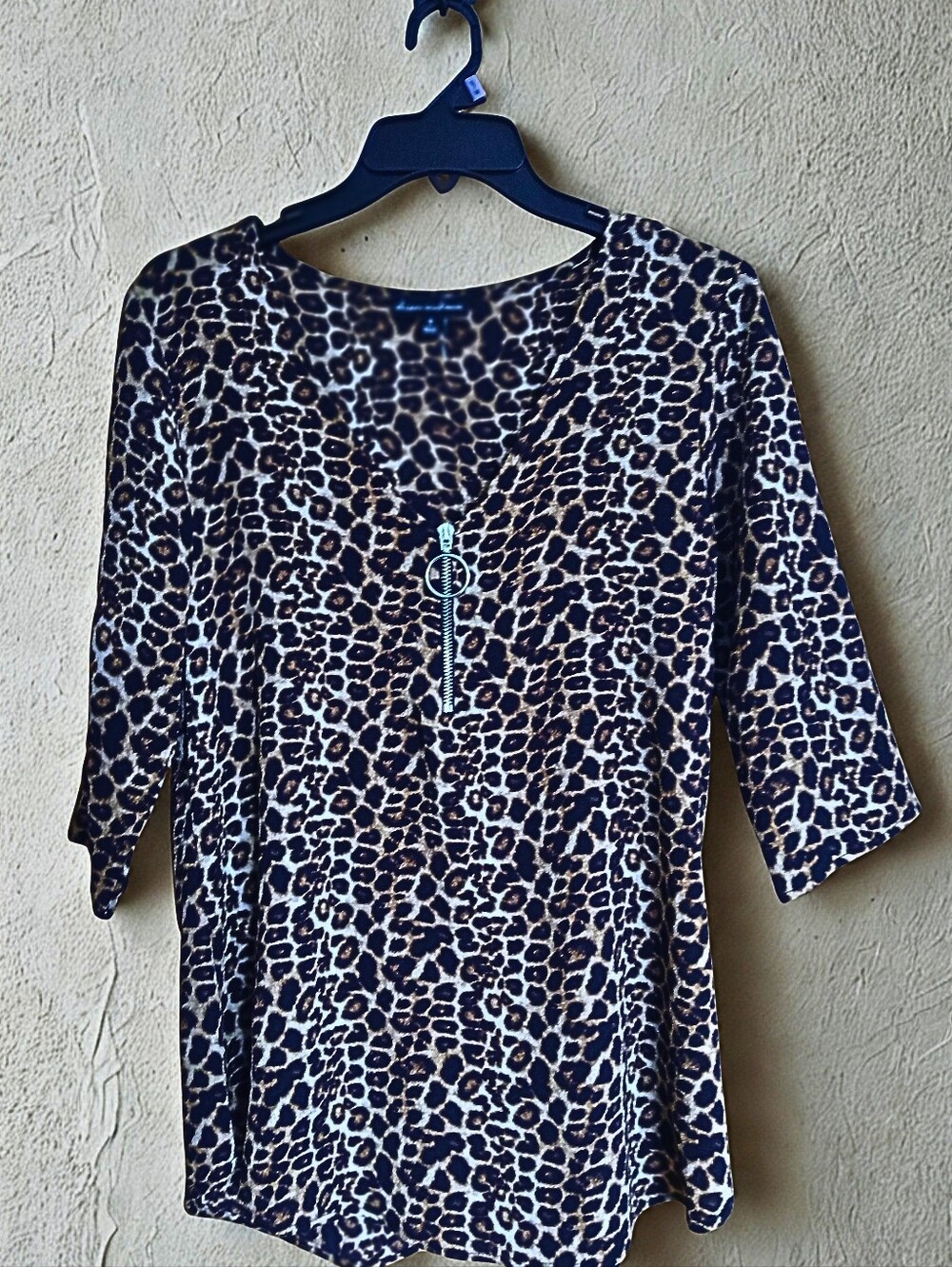 Alison Andrews Leopard Print / Cheetah Print Brown and Black Women's Tunic Top